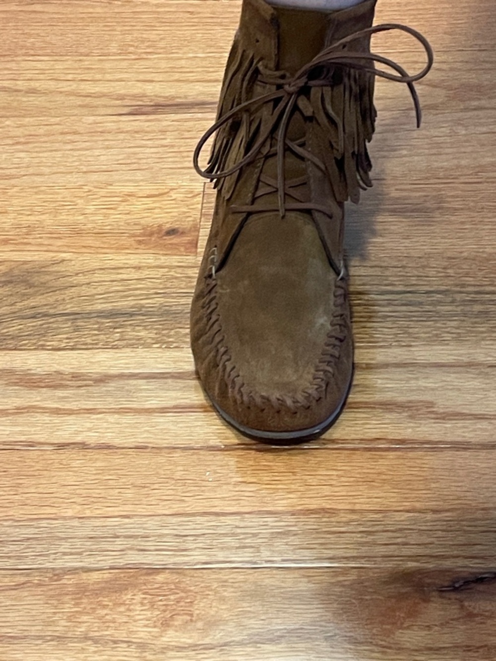 Fringed Suede Flat Moccasin Ankle Boots Boho Western Festival Summer Size 38 / 7 - Picture 10 of 10